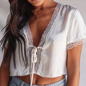 Princess Polly White Vintage Tie Top